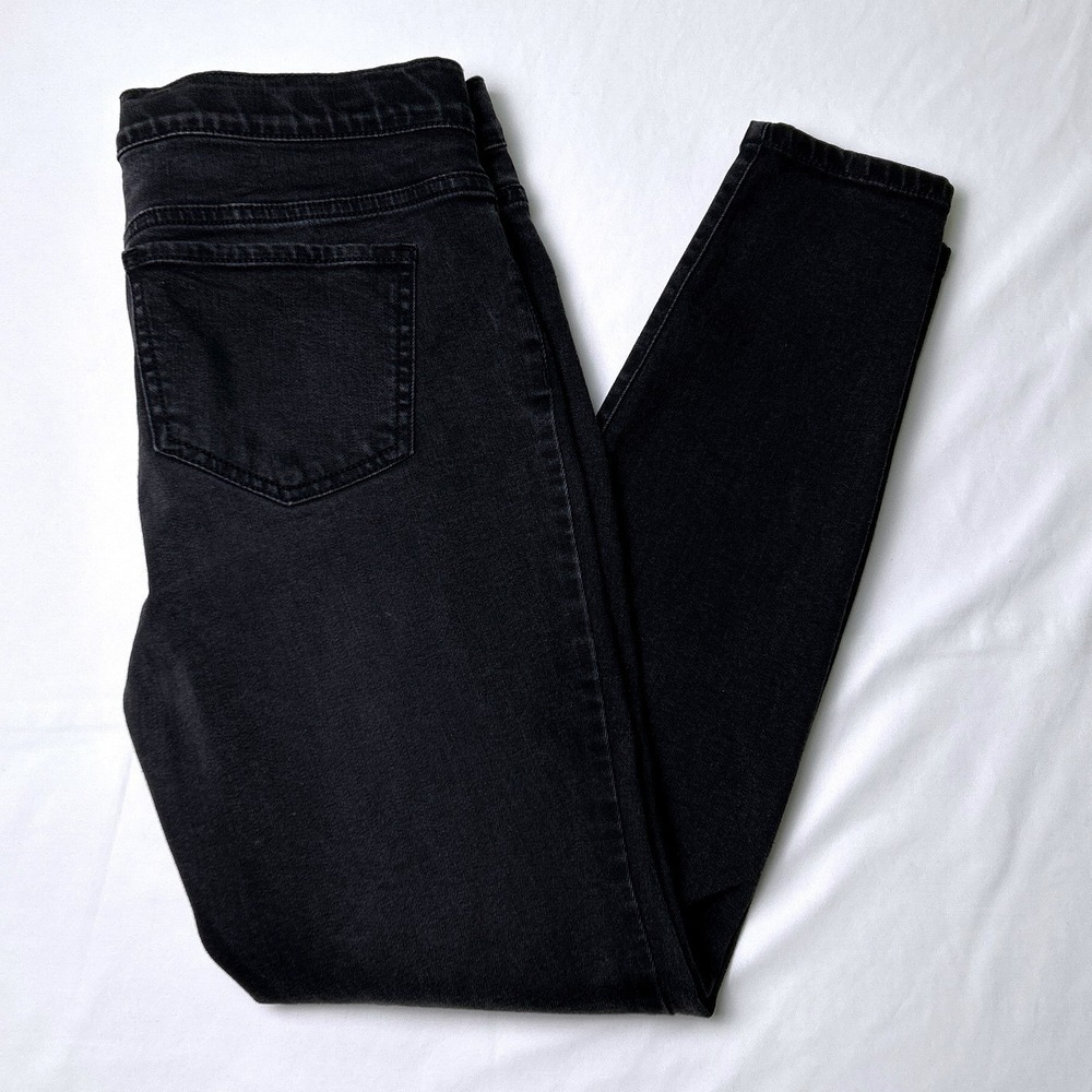J. Jill Womens Mid Rise Stretch Denim Leggings Size 8P Black Gray Wash Casual